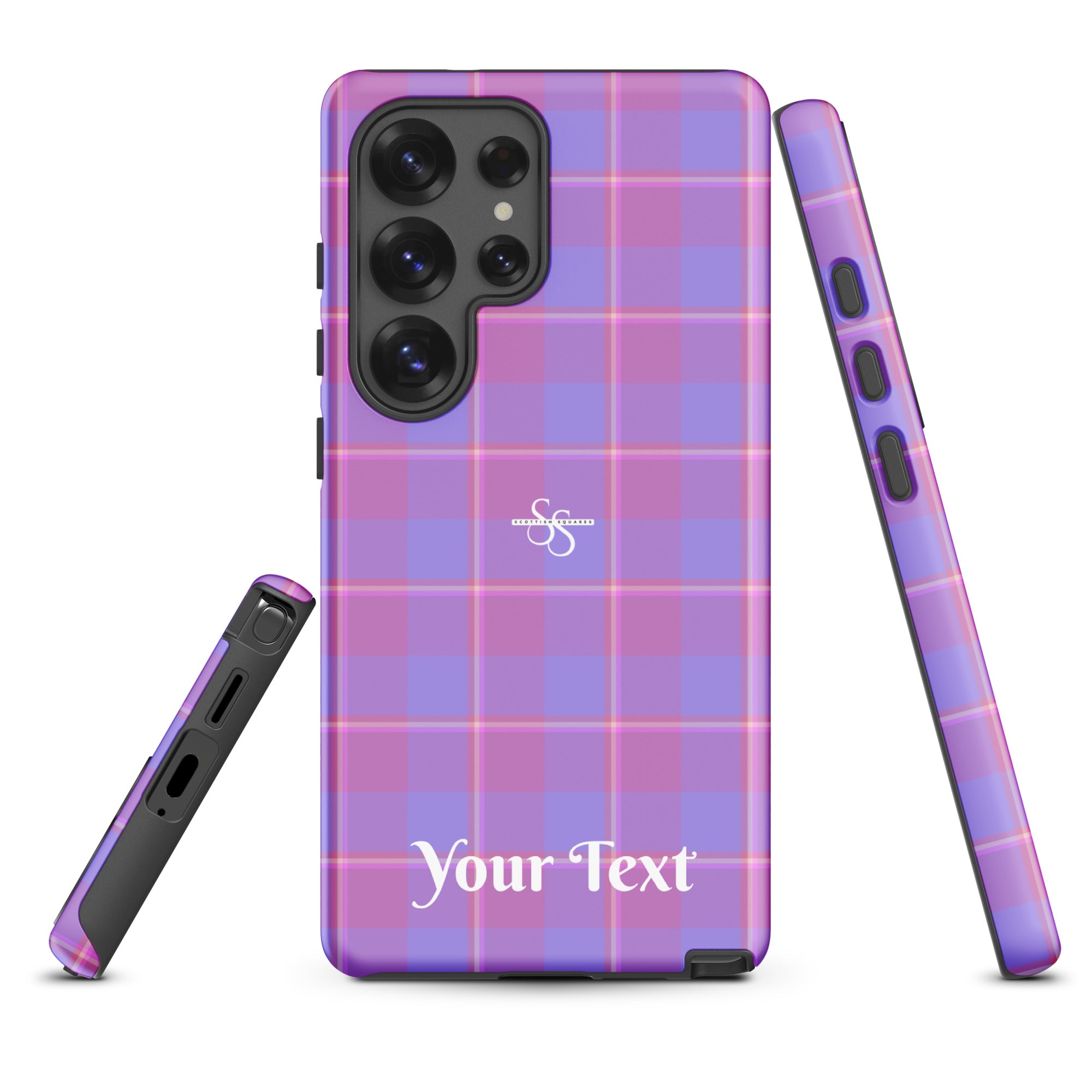 Personalized Viola and Dull Lavender Plaid Samsung Tough Case - Scottish Squares