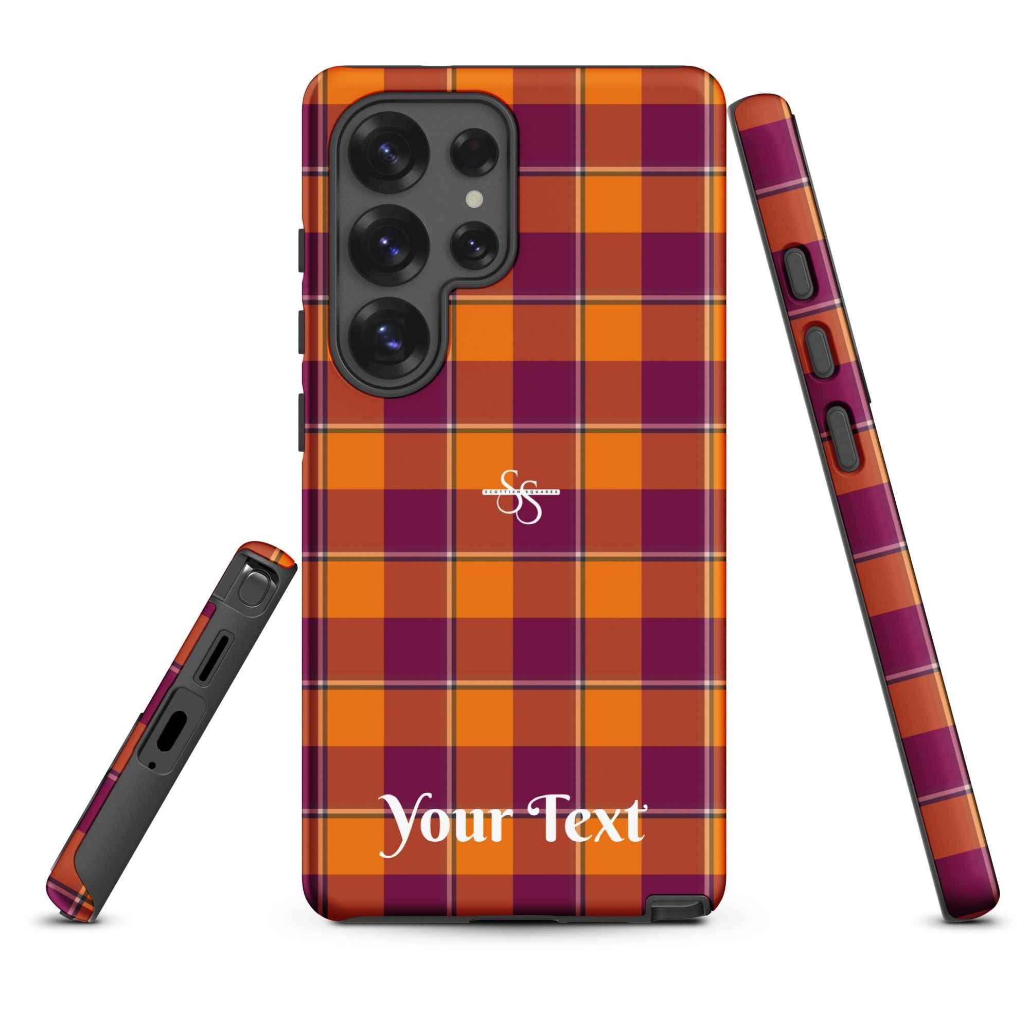 Personalized Tahiti Gold and Rose Bud Cherry Plaid Samsung Tough Case - Scottish Squares