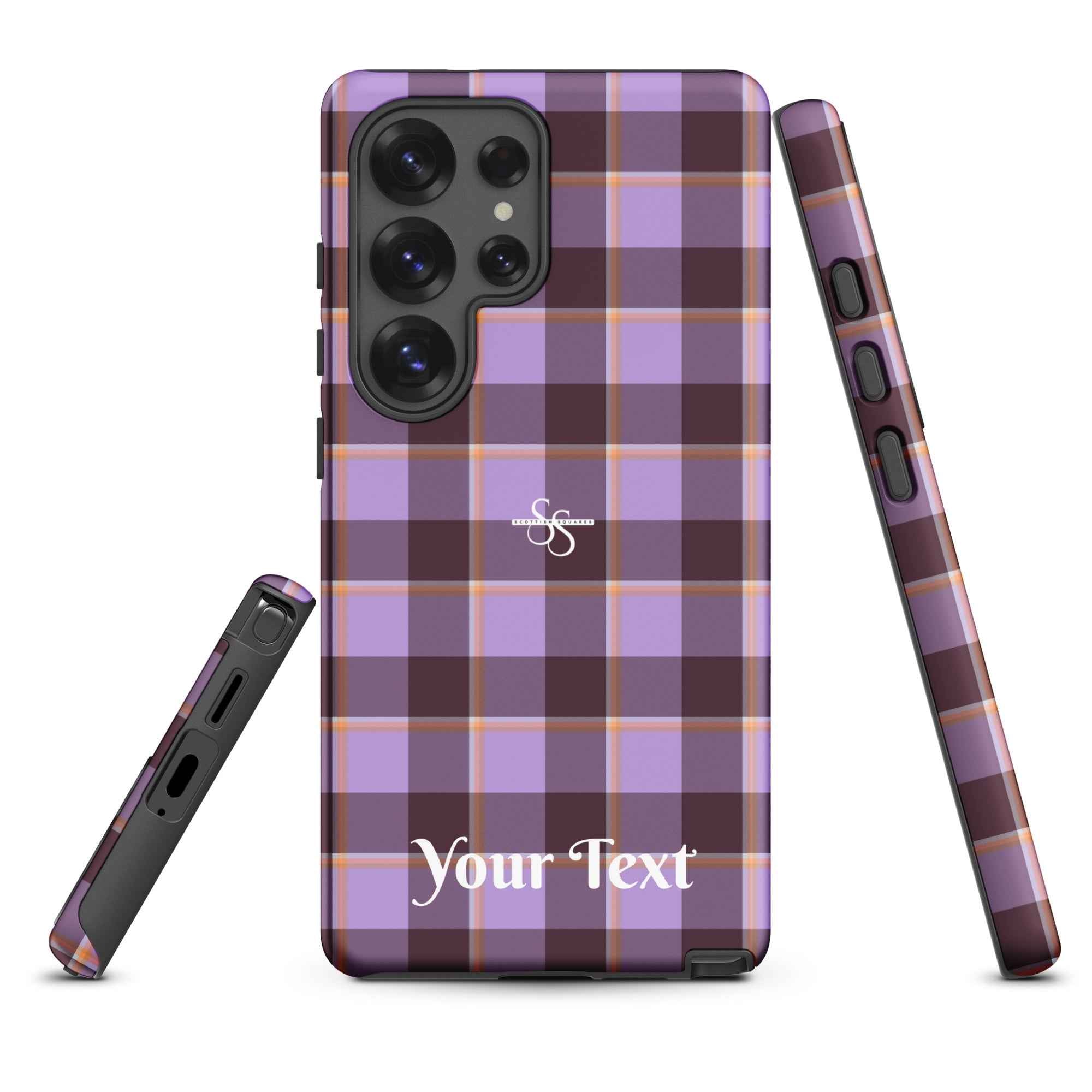 Personalized Light Wisteria and Livid Brown Plaid Samsung Tough Case - Scottish Squares