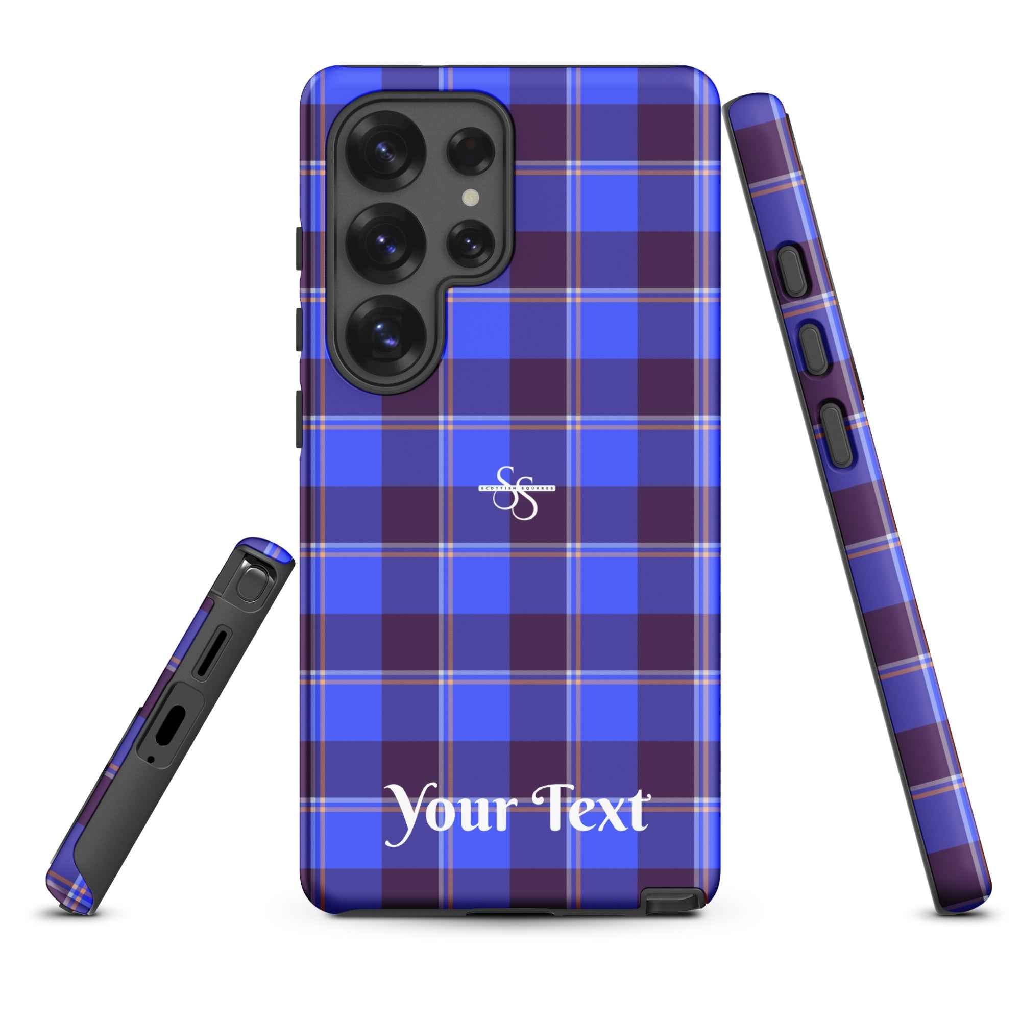 Personalized Cornflower Blue and Livid Brown Plaid Samsung Tough Case - Scottish Squares