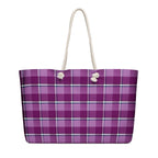 Personalized Purple and Trendy Pink Plaid Oversized Weekender Bag - Scottish Squares