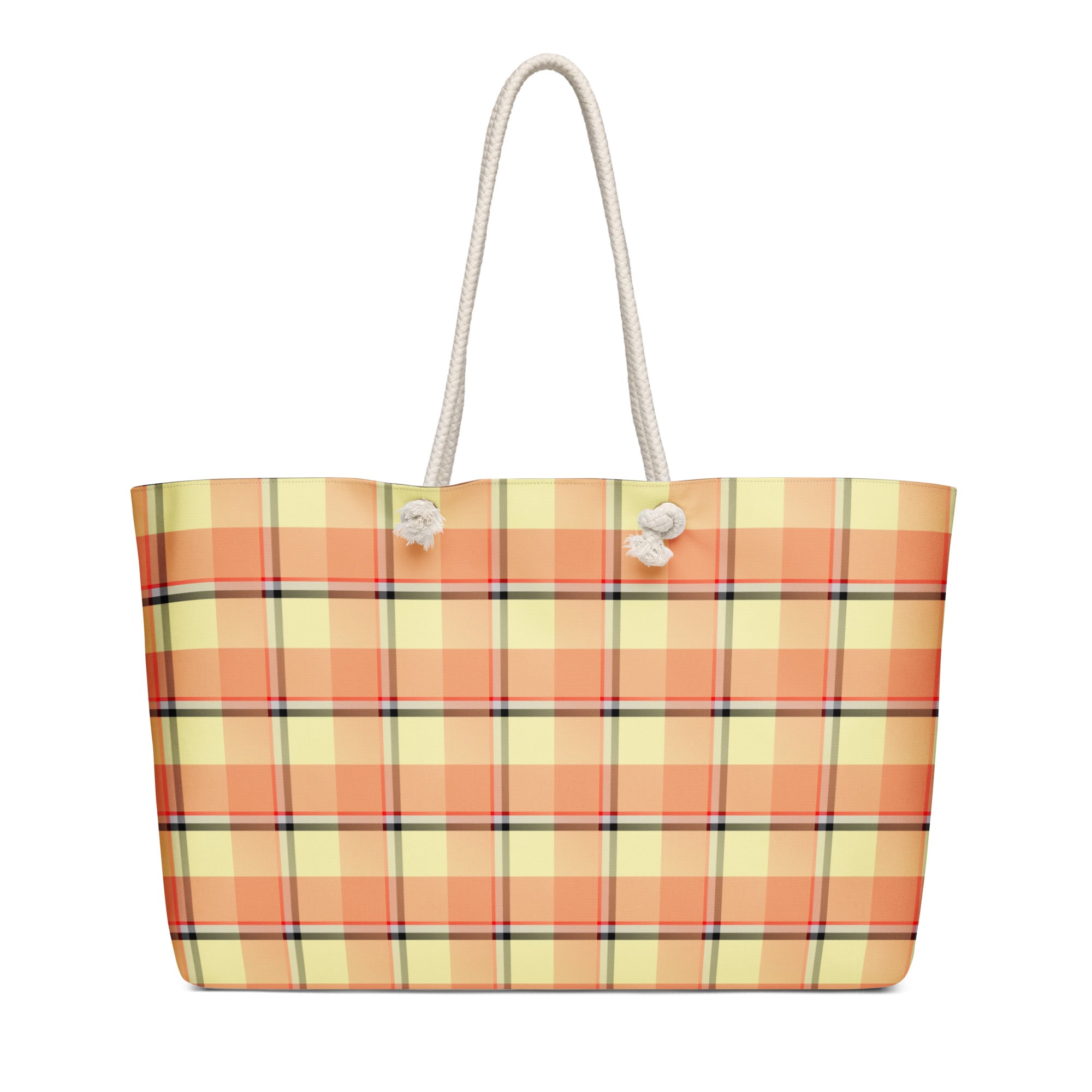Personalized Claystone and Morning Mist Plaid Oversized Weekender Bag - Scottish Squares