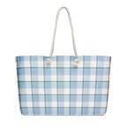 Personalized Pink Cloud and Blue Lagoon Plaid Oversized Weekender Bag - Scottish Squares