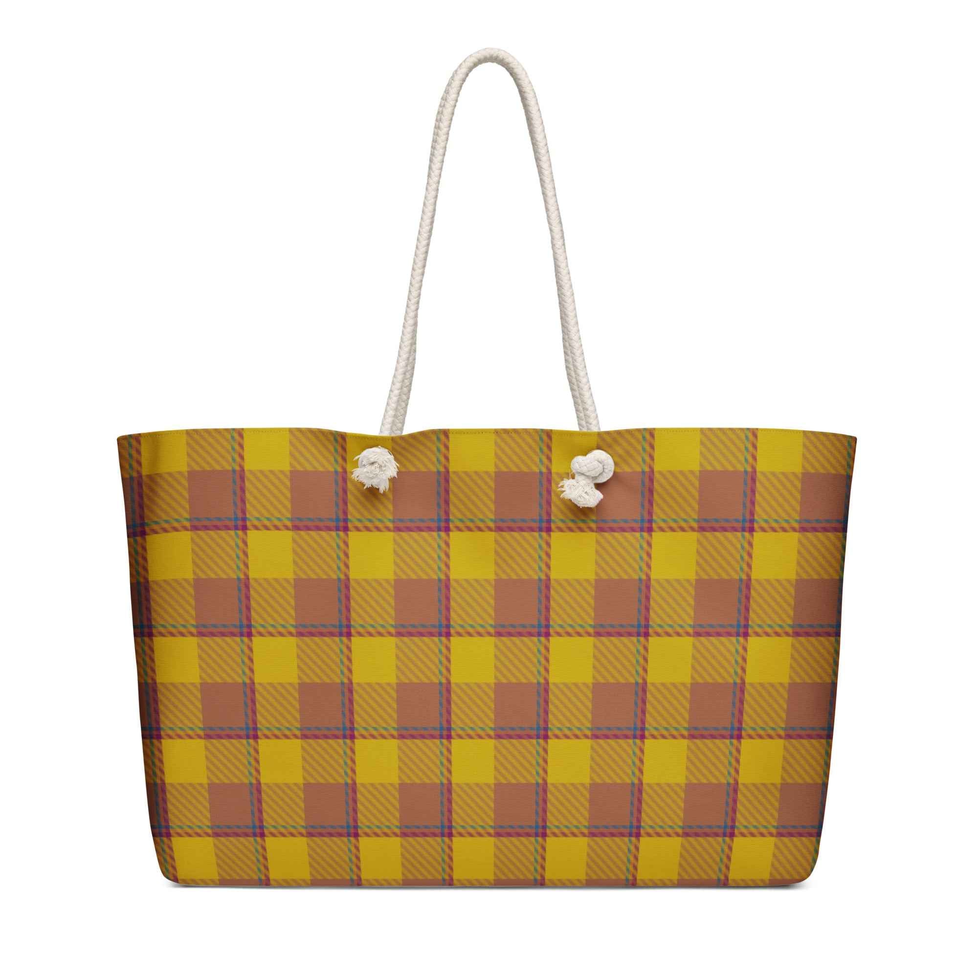 Personalized Potters Clay and Pizza Plaid Oversized Weekender Bag - Scottish Squares