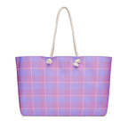Personalized Viola and Dull Lavender Plaid Oversized Weekender Bag - Scottish Squares