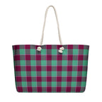 Personalized Ocean Green and Mulberry Wood Plaid Oversized Weekender Bag - Scottish Squares