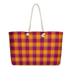 Personalized Tahiti Gold and Rose Bud Cherry Plaid Oversized Weekender Bag - Scottish Squares