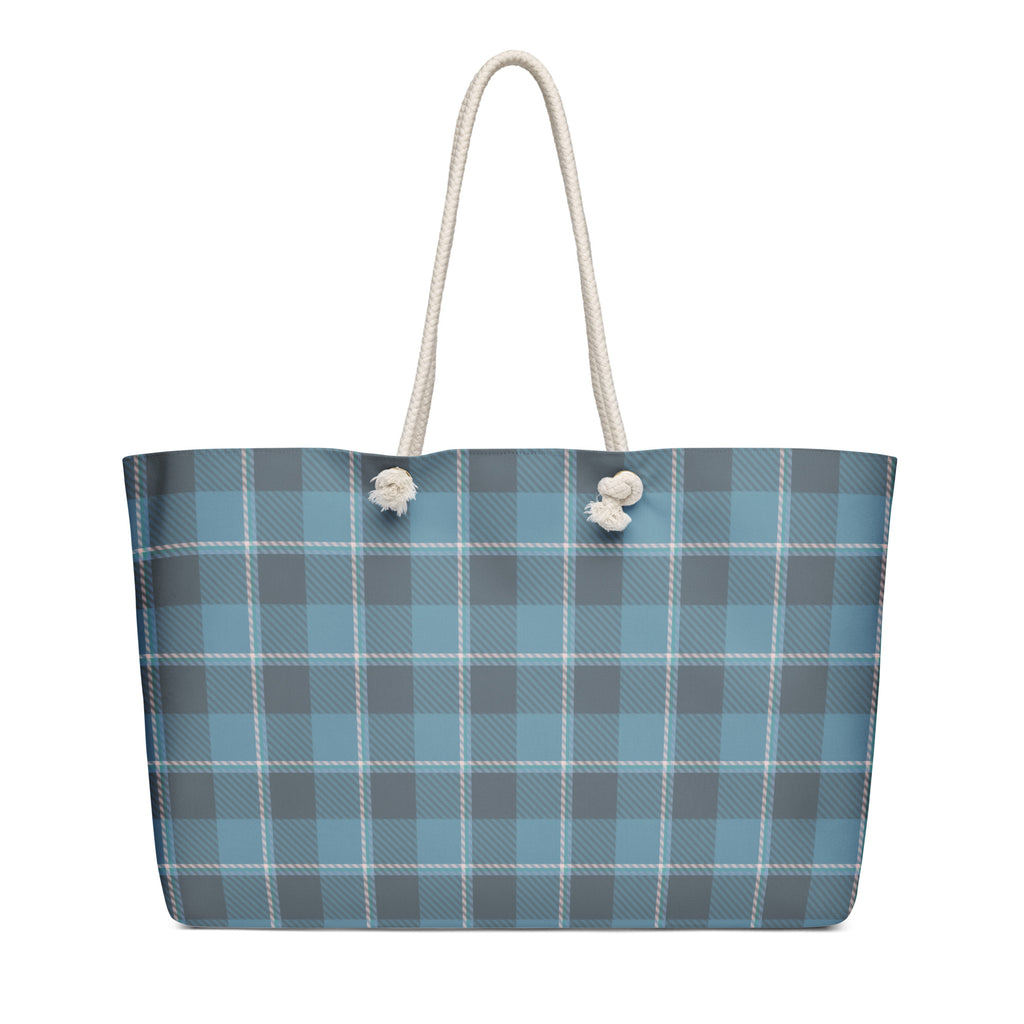 Personalized Hoki and Shuttle Gray Plaid Oversized Weekender Bag - Scottish Squares