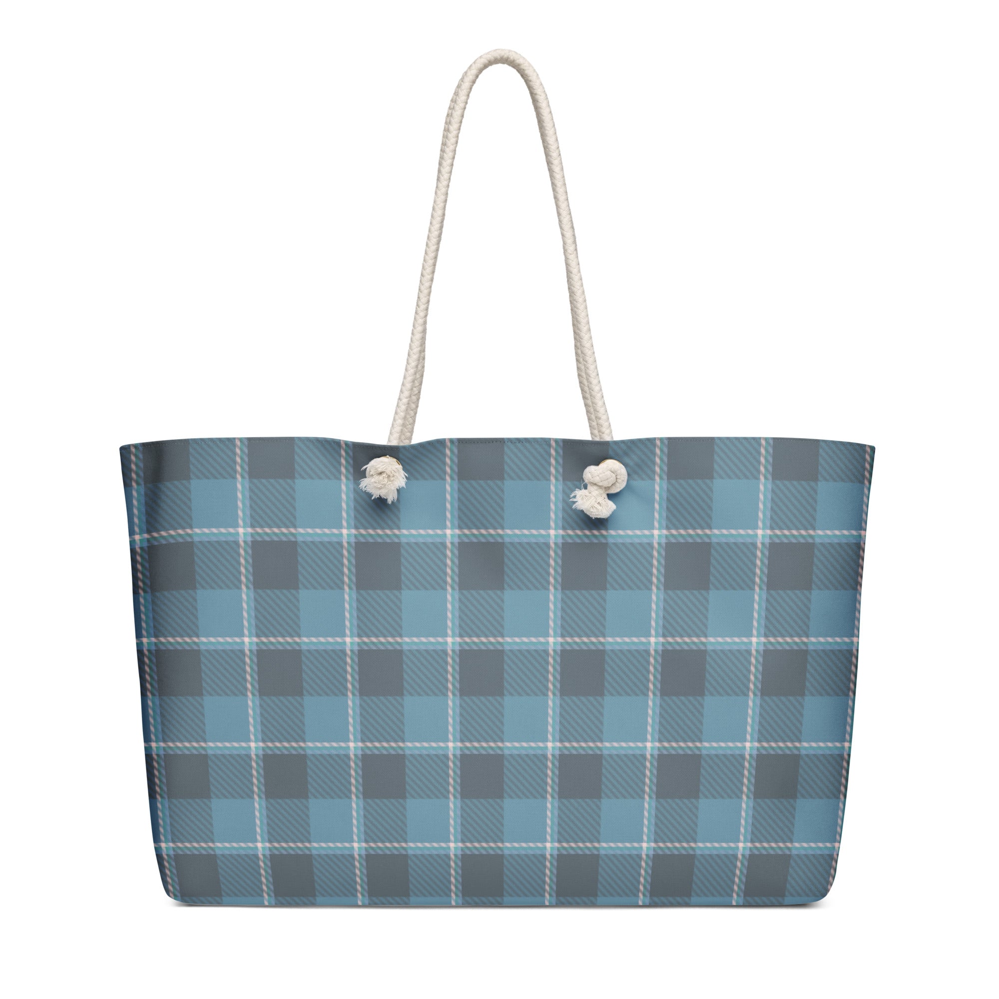 Personalized Hoki and Shuttle Gray Plaid Oversized Weekender Bag - Scottish Squares