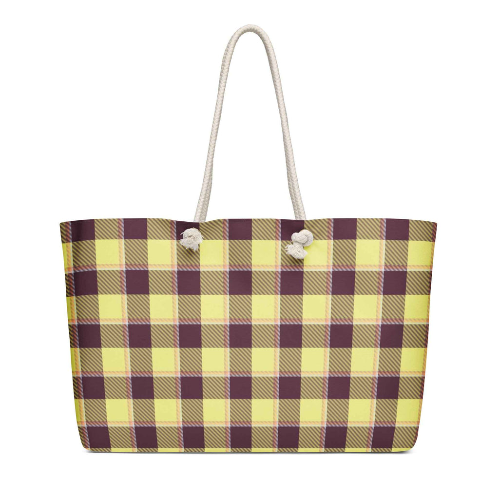 Personalized Flax and Livid Brown Plaid Oversized Weekender Bag - Scottish Squares