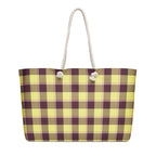 Personalized Flax and Livid Brown Plaid Oversized Weekender Bag - Scottish Squares