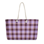 Personalized Light Wisteria and Livid Brown Plaid Oversized Weekender Bag - Scottish Squares