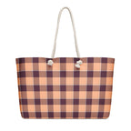 Personalized Hit Pink and Livid Brown Plaid Oversized Weekender Bag - Scottish Squares