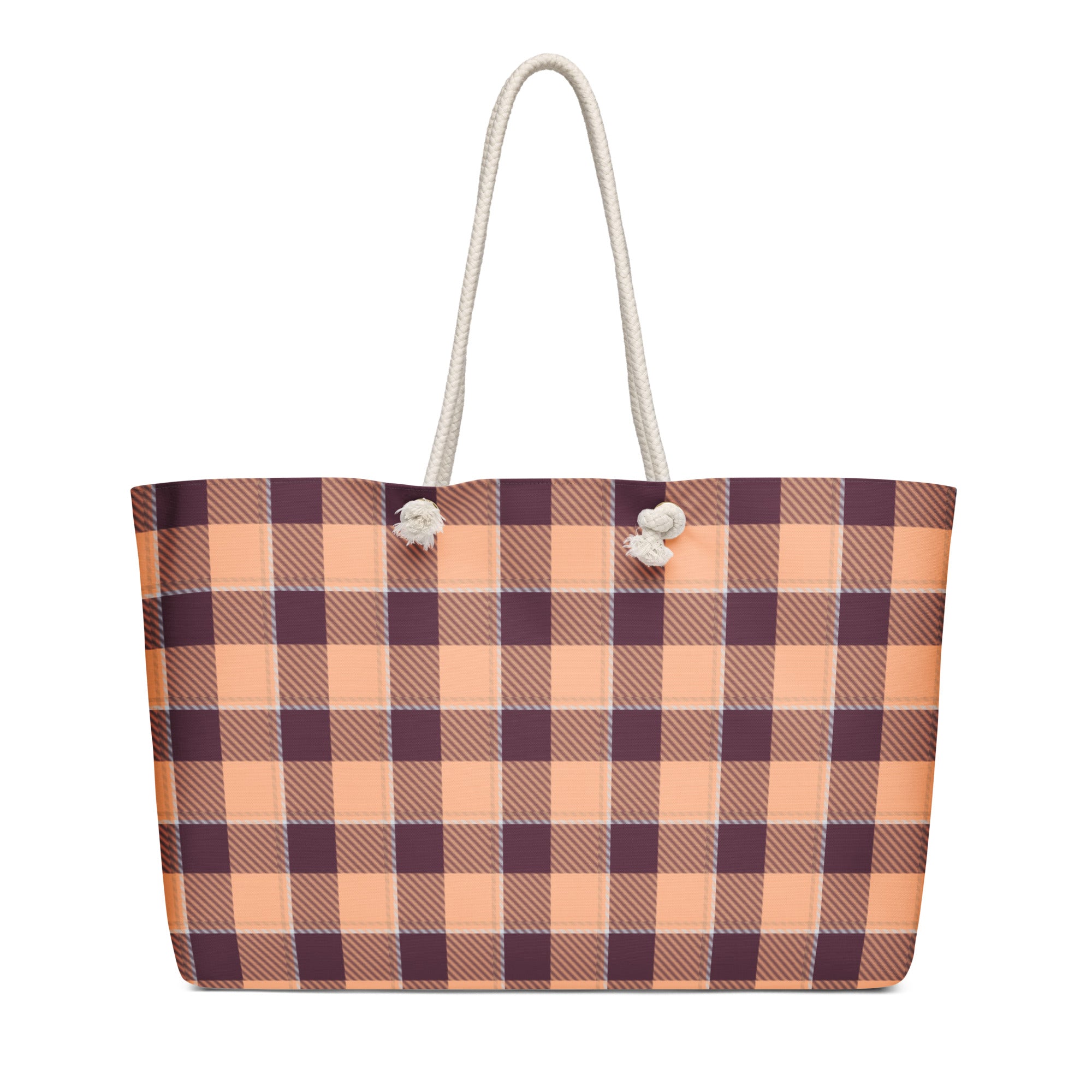 Personalized Hit Pink and Livid Brown Plaid Oversized Weekender Bag - Scottish Squares