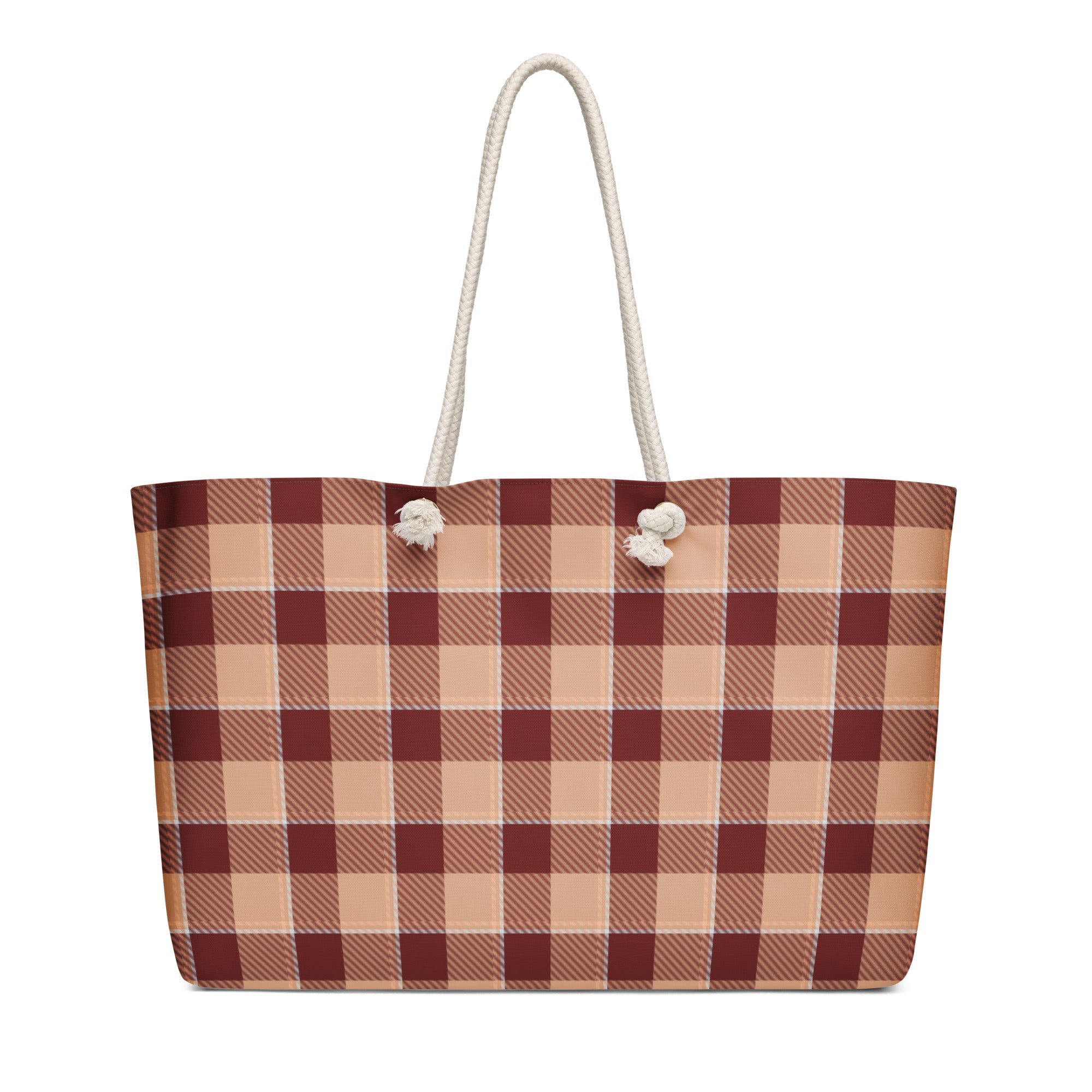 Personalized Whiskey and Livid Brown Plaid Oversized Weekender Bag - Scottish Squares