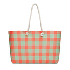 Personalized Spring Rain and Persimmon Plaid Oversized Weekender Bag - Scottish Squares