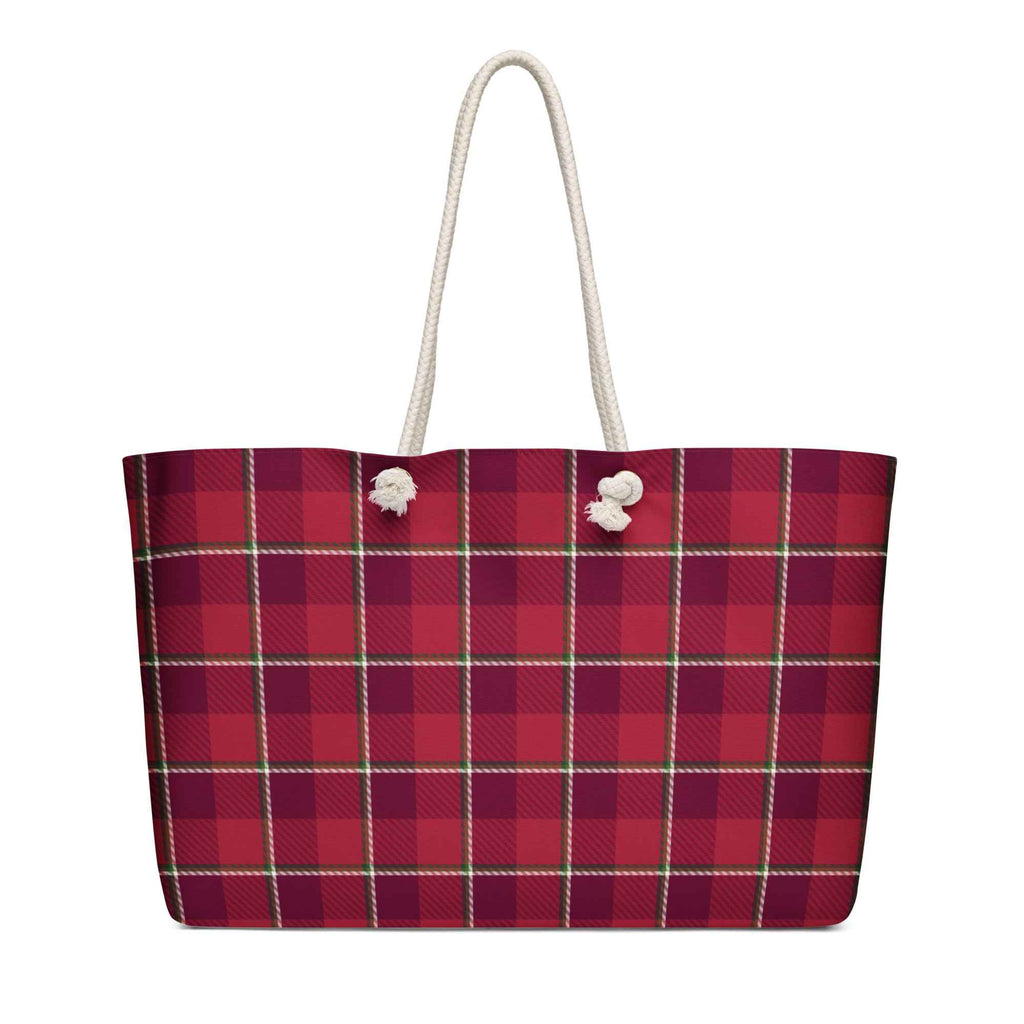 Personalized Old Brick and Cab Sav Plaid Oversized Weekender Bag - Scottish Squares
