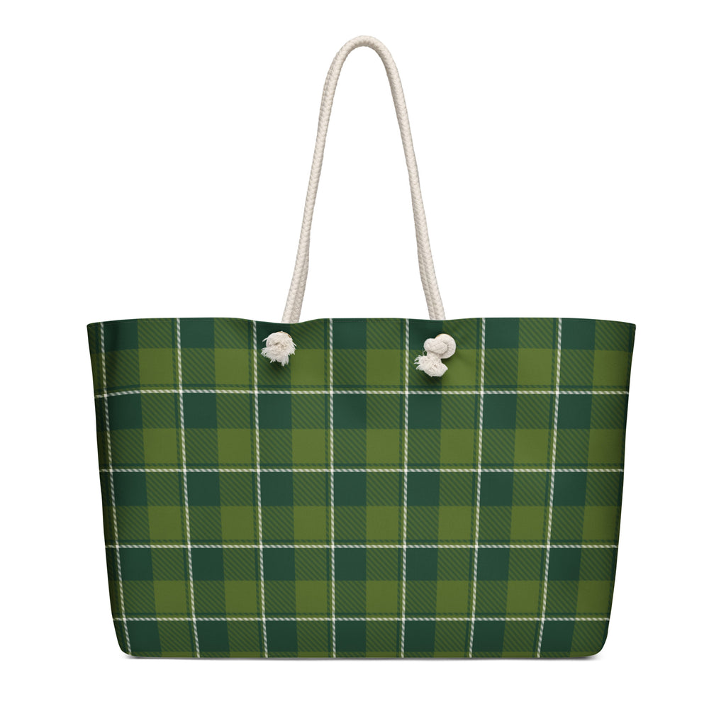 Personalized Woodland and Evergreen Plaid Oversized Weekender Bag - Scottish Squares