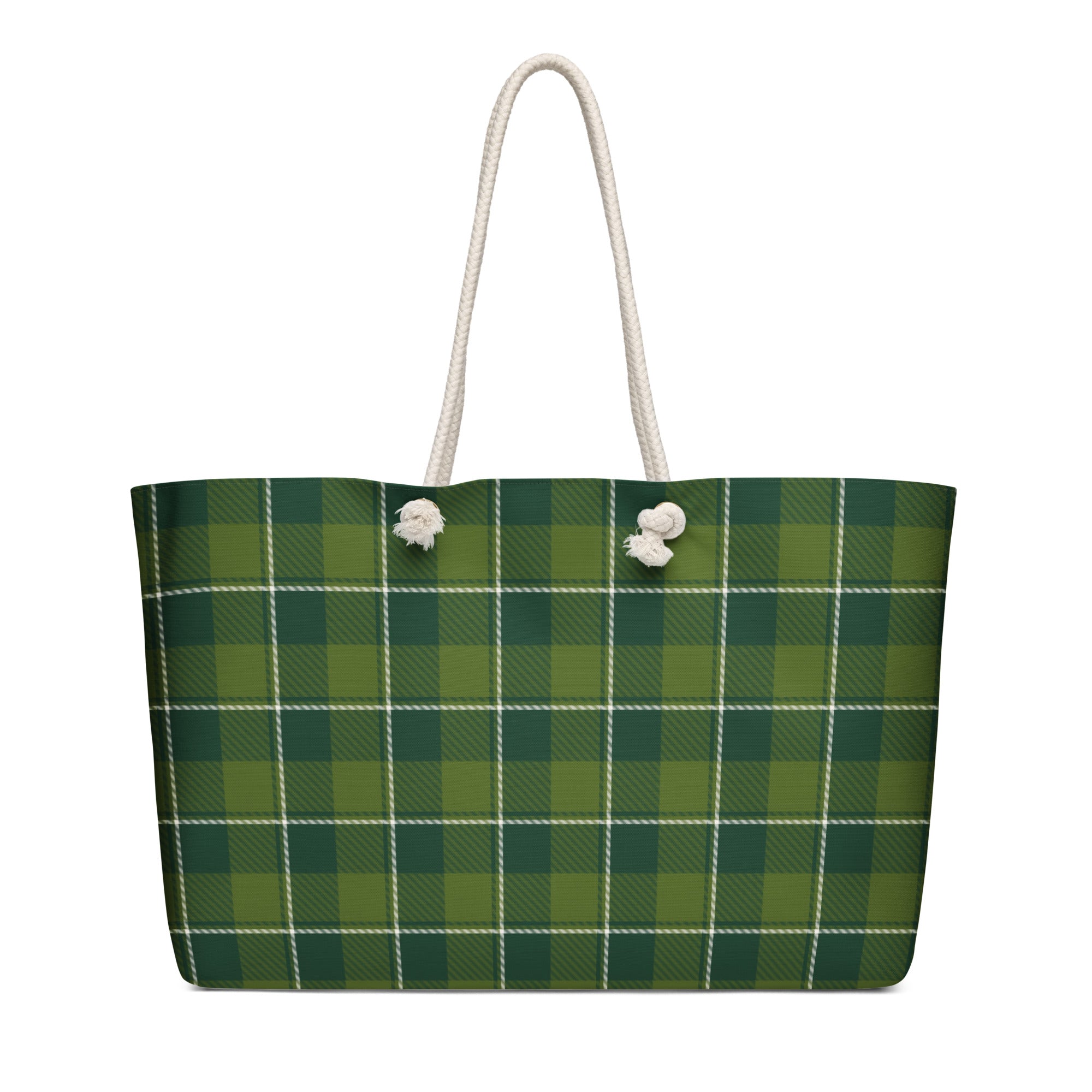 Personalized Woodland and Evergreen Plaid Oversized Weekender Bag - Scottish Squares