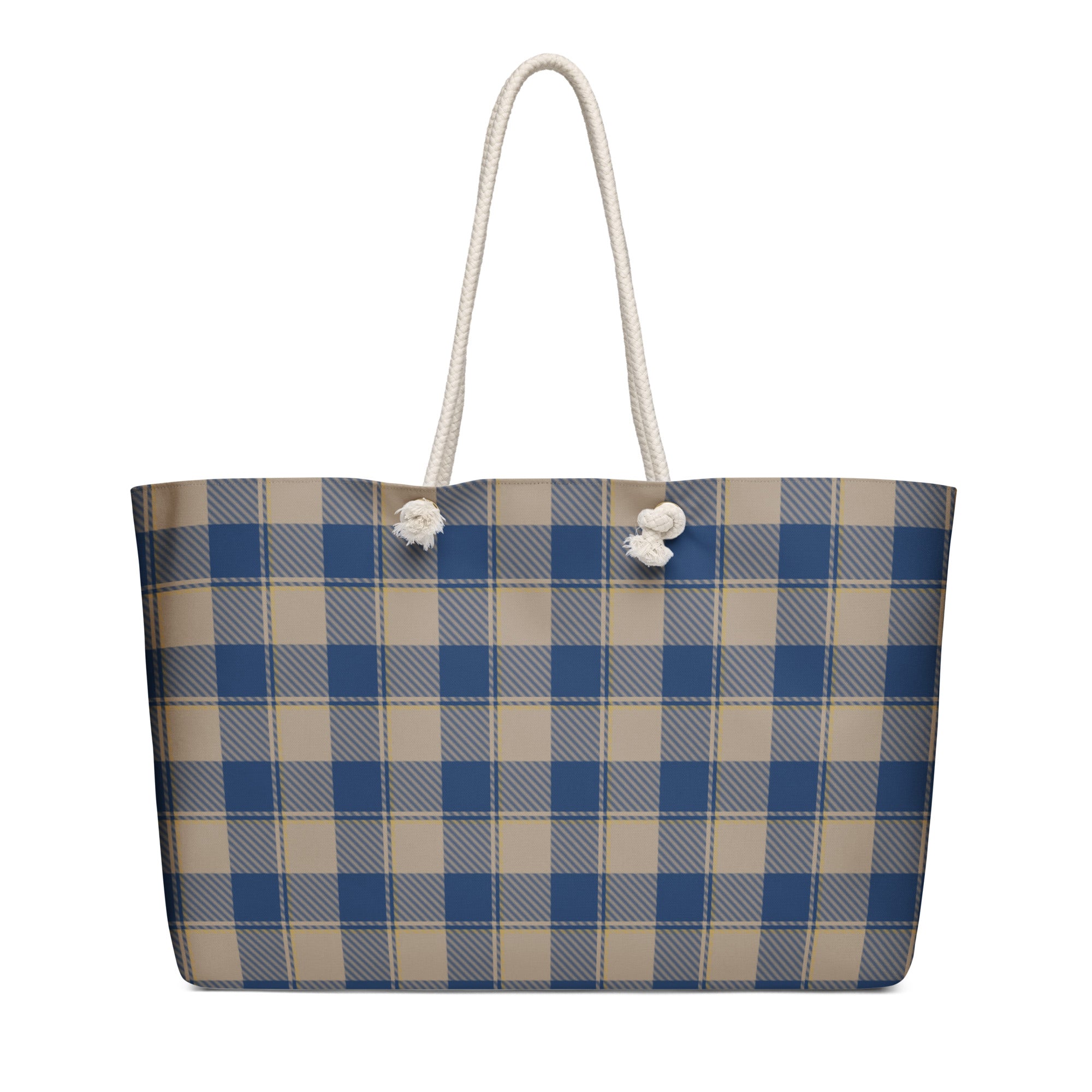 Personalized Cello and Donkey Brown Plaid Oversized Weekender Bag - Scottish Squares