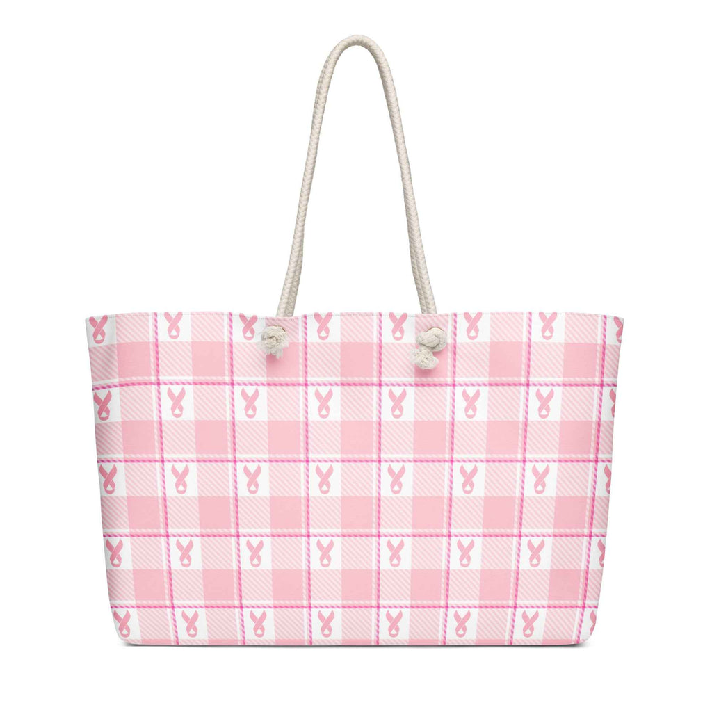 Oversized Weekender Bag Breast Cancer Awareness Plaid - Scottish Squares