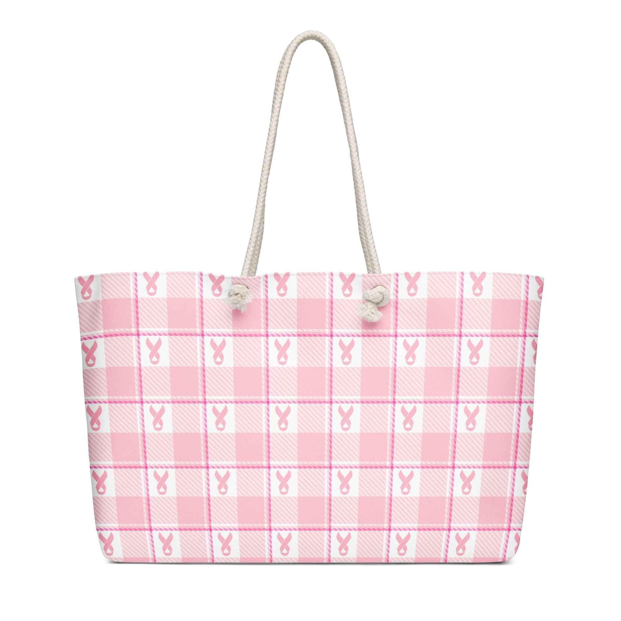 Oversized Weekender Bag Breast Cancer Awareness Plaid - Scottish Squares