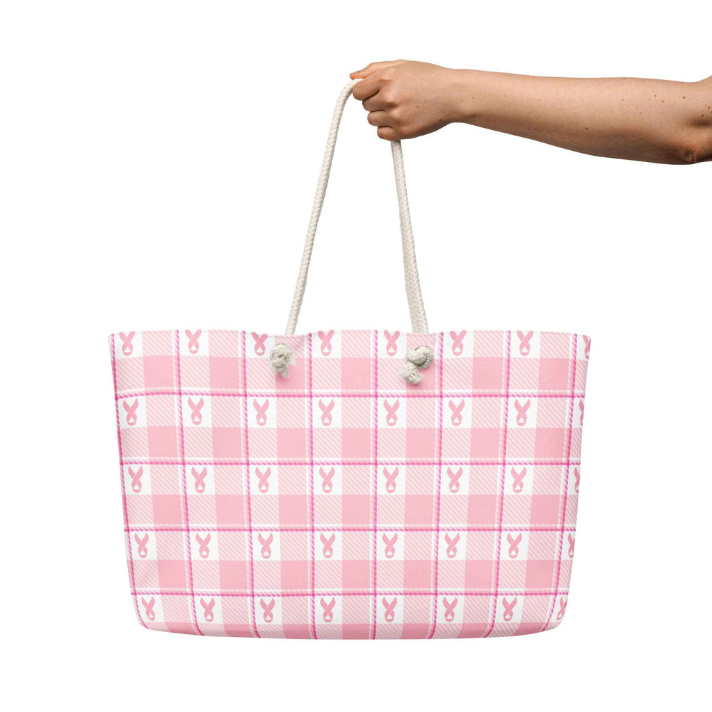 Oversized Weekender Bag Breast Cancer Awareness Plaid - Scottish Squares