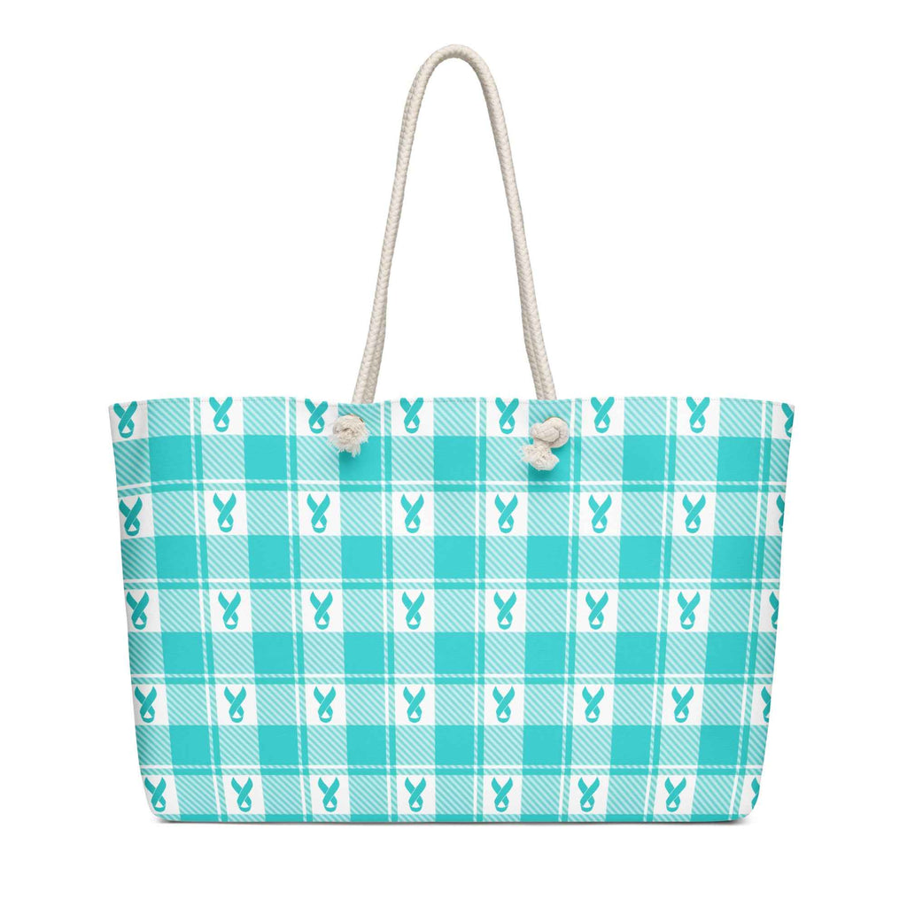 Oversized Weekender Bag Ovarian Cancer Awareness Plaid - Scottish Squares