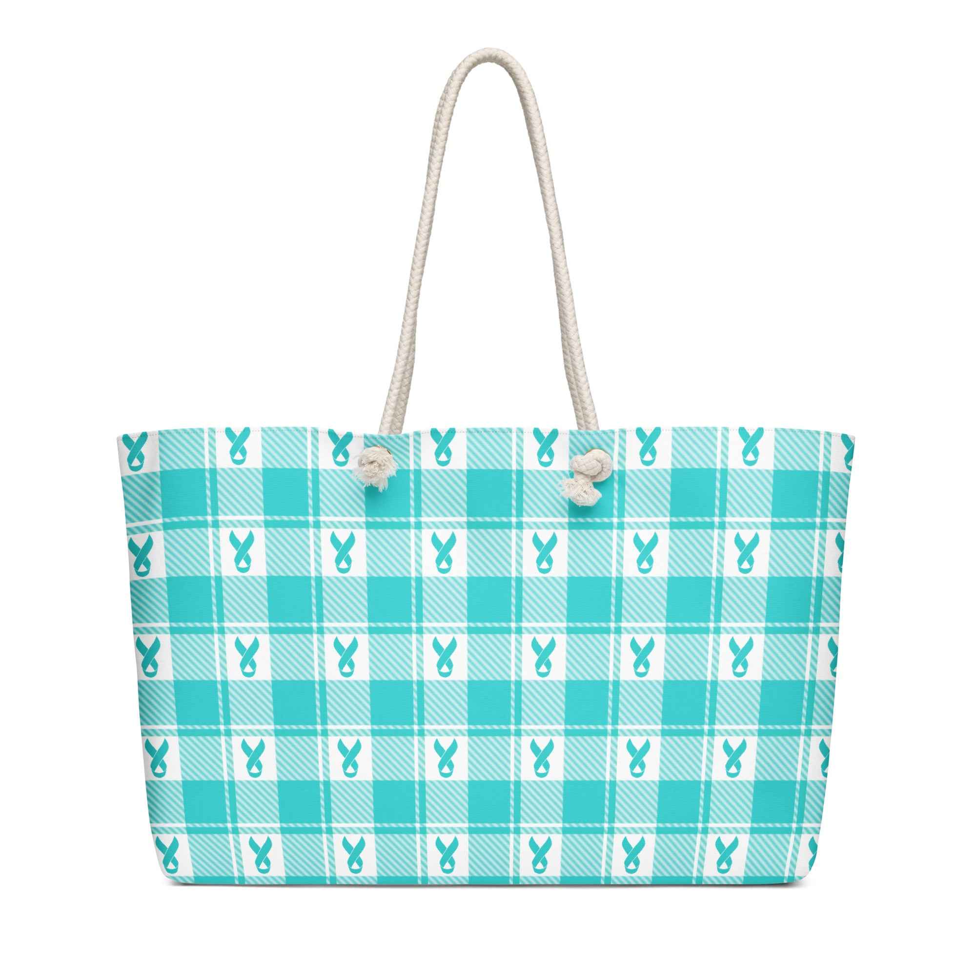 Oversized Weekender Bag Ovarian Cancer Awareness Plaid - Scottish Squares