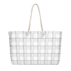 Oversized Weekender Bag Lung Cancer Awareness Plaid, White Ribbon, Supportive Gift - Scottish Squares