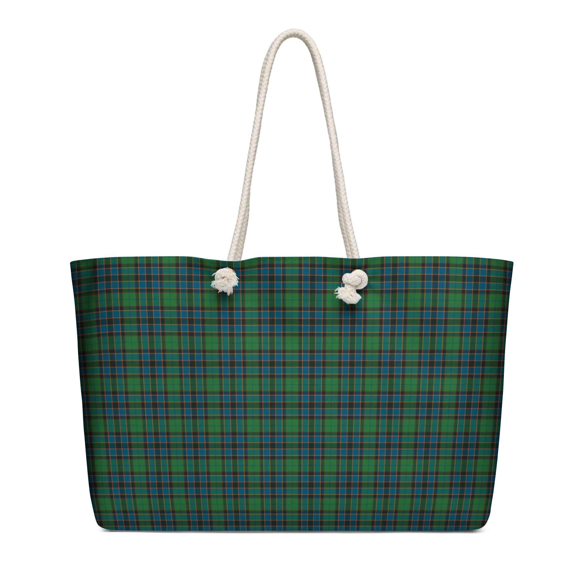 Oversized Weekender Bag Green Blue Orange Plaid Tartan