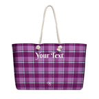 Personalized Purple and Trendy Pink Plaid Oversized Weekender Bag - Scottish Squares