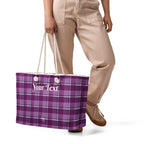 Personalized Purple and Trendy Pink Plaid Oversized Weekender Bag - Scottish Squares