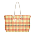 Personalized Claystone and Morning Mist Plaid Oversized Weekender Bag - Scottish Squares