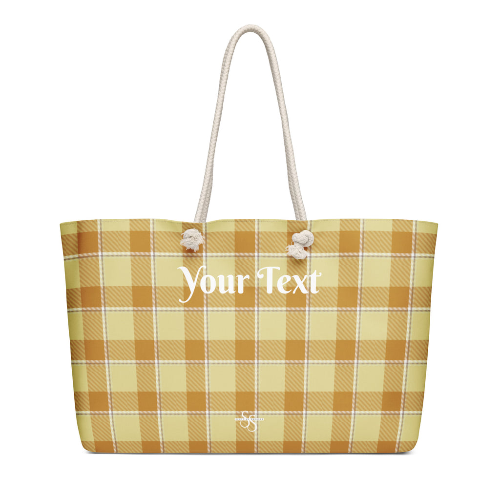 Personalized Zombie and Copper Plaid Oversized Weekender Bag - Scottish Squares