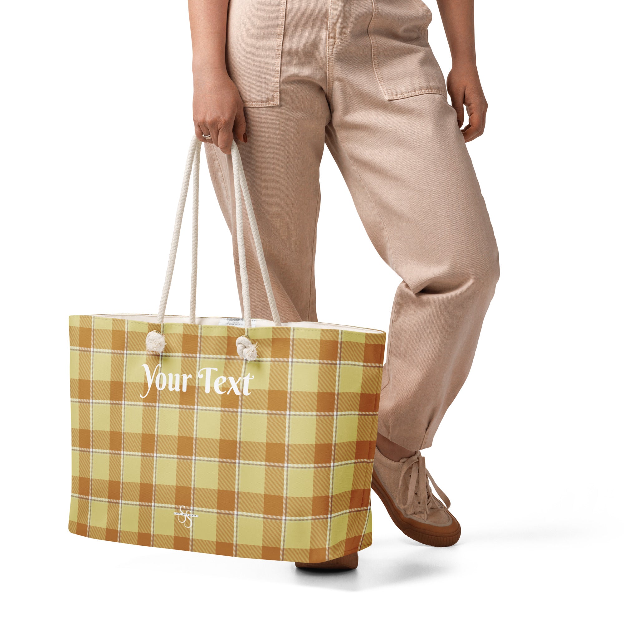 Personalized Zombie and Copper Plaid Oversized Weekender Bag - Scottish Squares