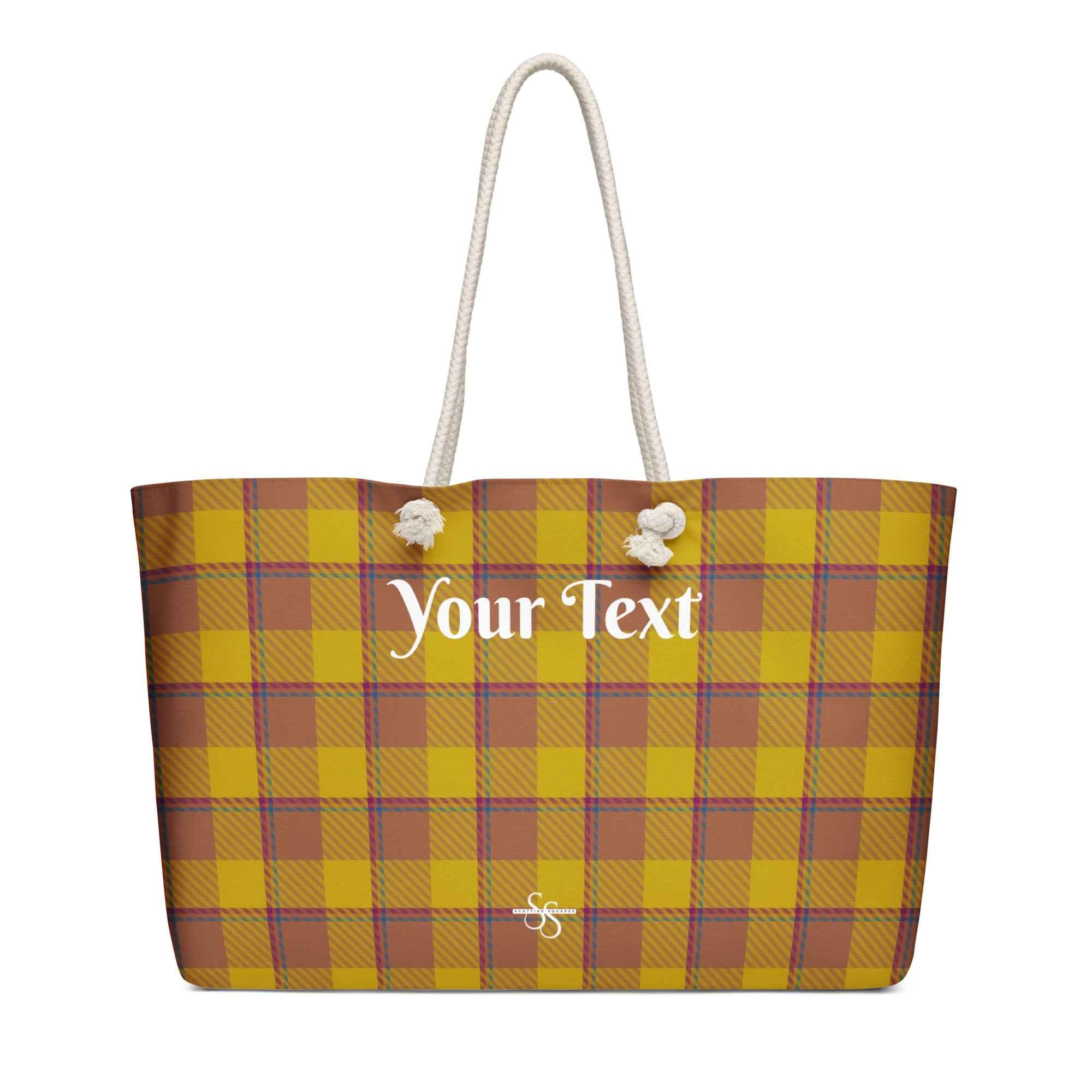 Personalized Potters Clay and Pizza Plaid Oversized Weekender Bag - Scottish Squares