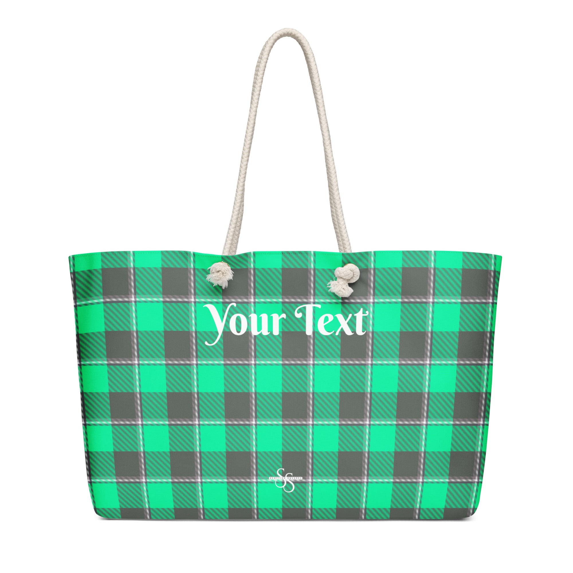Personalized Spring Green and Finlandia Plaid Oversized Weekender Bag - Scottish Squares