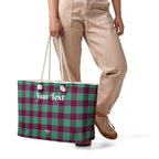 Personalized Ocean Green and Mulberry Wood Plaid Oversized Weekender Bag - Scottish Squares