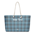 Personalized Hoki and Shuttle Gray Plaid Oversized Weekender Bag - Scottish Squares