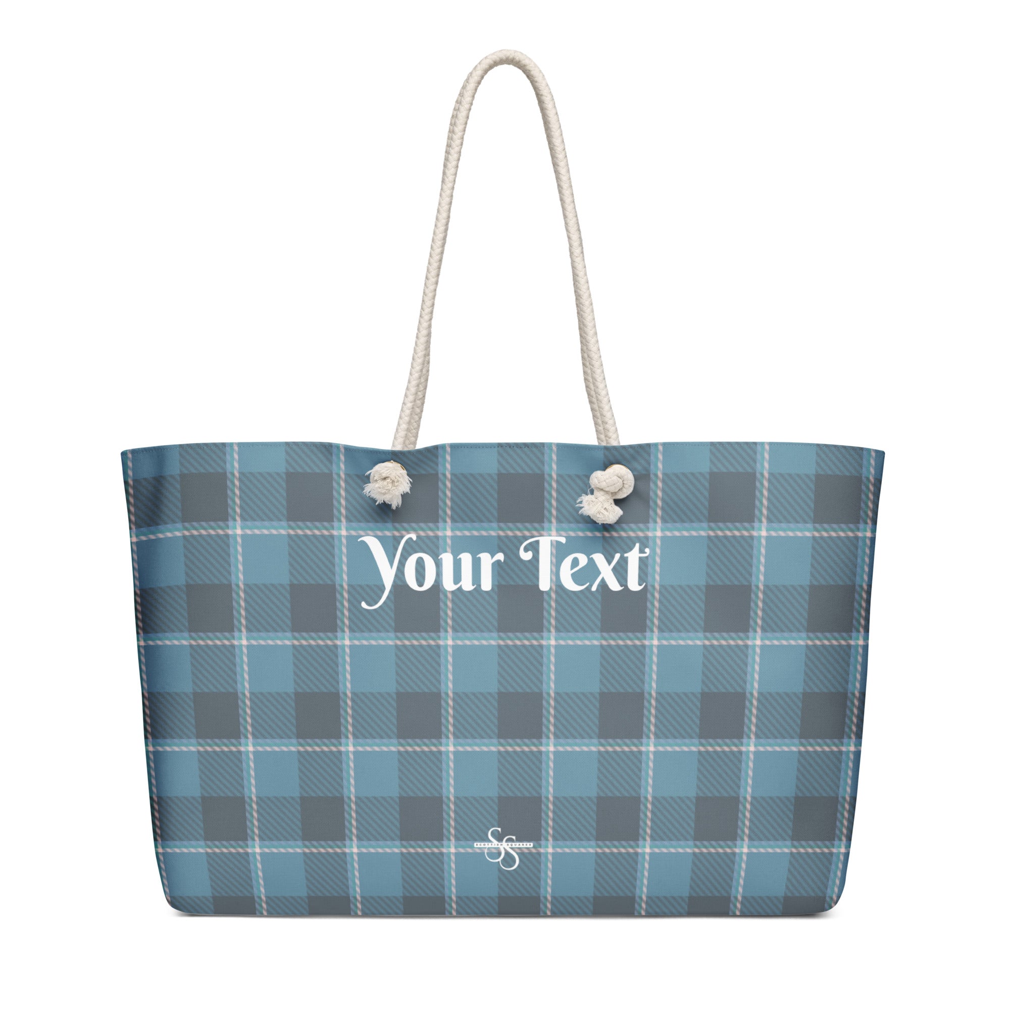 Personalized Hoki and Shuttle Gray Plaid Oversized Weekender Bag - Scottish Squares