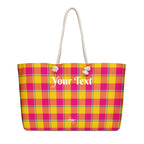 Personalized Corn and Razzmatazz Plaid Oversized Weekender Bag - Scottish Squares