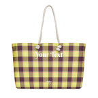 Personalized Flax and Livid Brown Plaid Oversized Weekender Bag - Scottish Squares