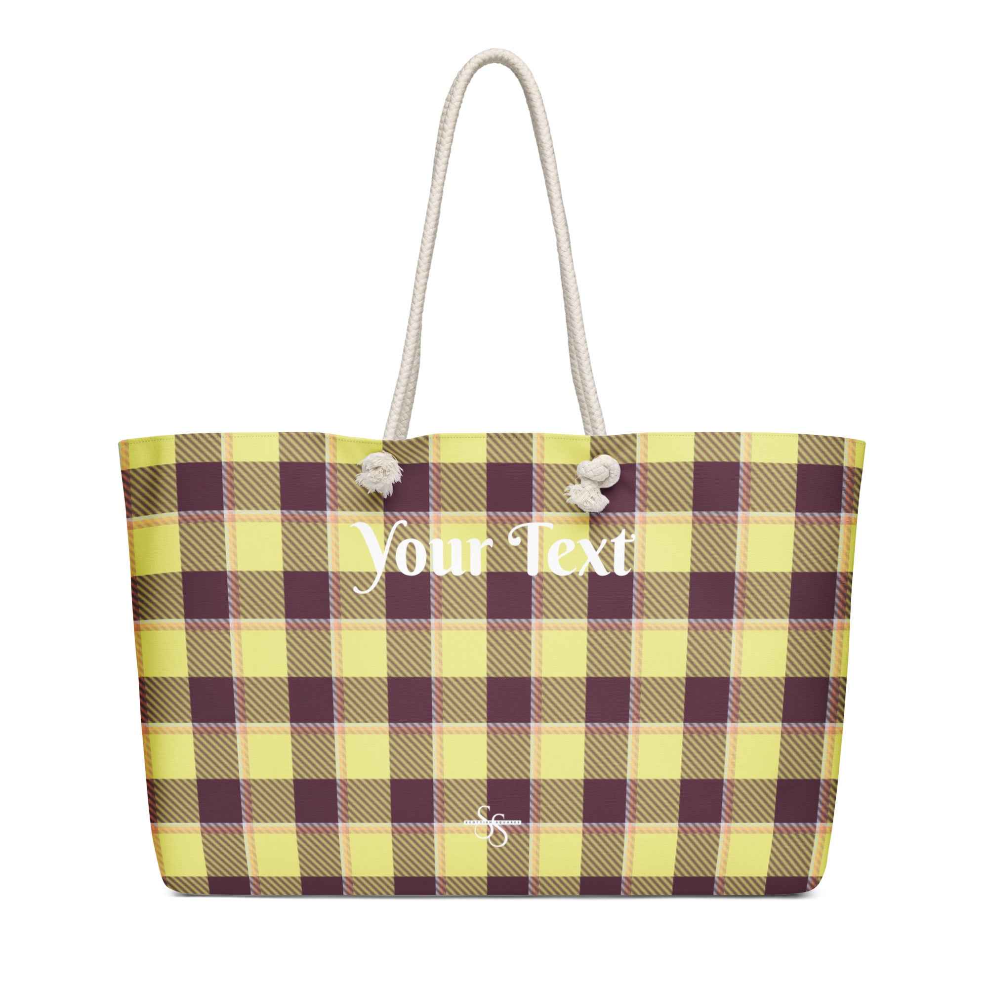 Personalized Flax and Livid Brown Plaid Oversized Weekender Bag - Scottish Squares
