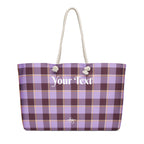 Personalized Light Wisteria and Livid Brown Plaid Oversized Weekender Bag - Scottish Squares