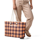 Personalized Hit Pink and Livid Brown Plaid Oversized Weekender Bag - Scottish Squares