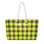 Personalized Electric Lime and Livid Brown Plaid Oversized Weekender Bag - Scottish Squares