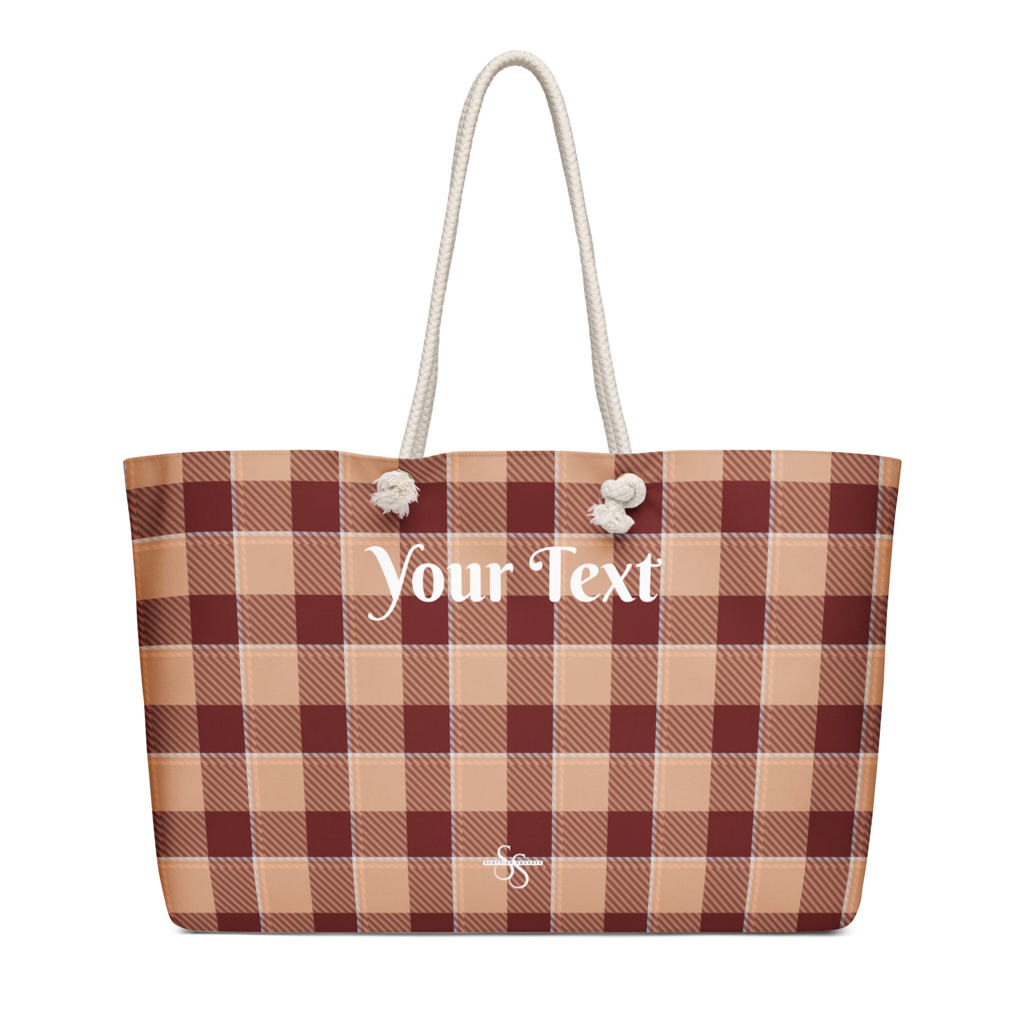 Personalized Whiskey and Livid Brown Plaid Oversized Weekender Bag - Scottish Squares
