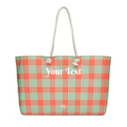 Personalized Spring Rain and Persimmon Plaid Oversized Weekender Bag - Scottish Squares