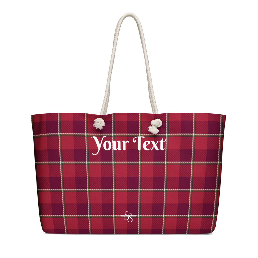Personalized Old Brick and Cab Sav Plaid Oversized Weekender Bag - Scottish Squares